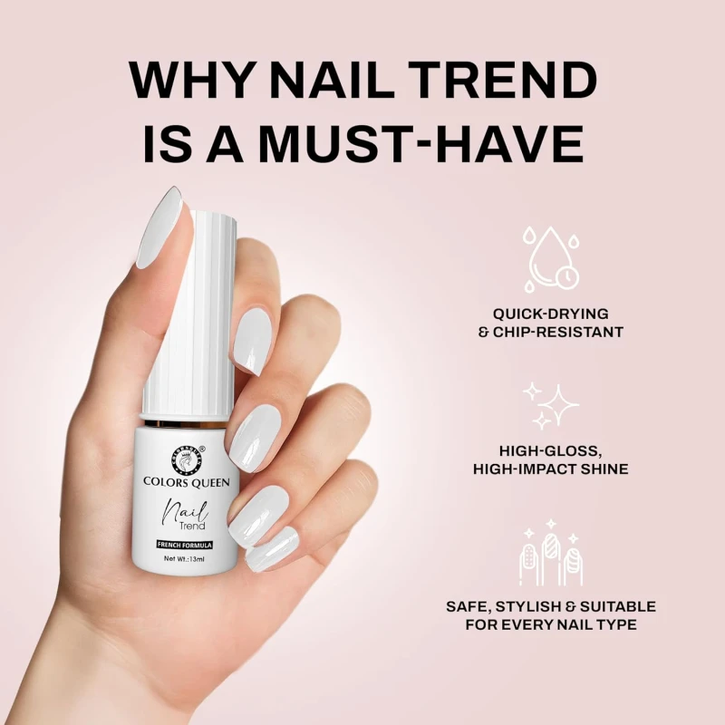 Colors Queen Nail Trend Glossy Nail Polish | Chip Resisting & Quick Drying Nail Paint with High Shine | 7 Toxin Free Formula | Vegan & Cruelty Free | Long Lasting & Vibrant Nail Paint for Women (Cosmic Cloud, 13ml) thumbnail 4